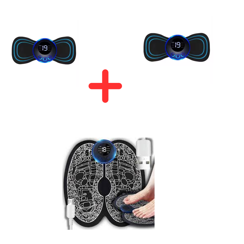 Gran Combo 3 en 1: 2 Mariposas para Cuello + Tapete EMS para Pies
