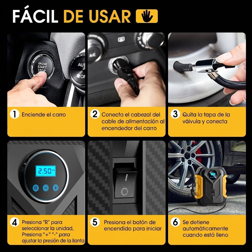 TurboAir Pro™ Compresor de Aire Digital para Auto 12V | 150 PSI | Pantalla Digital
