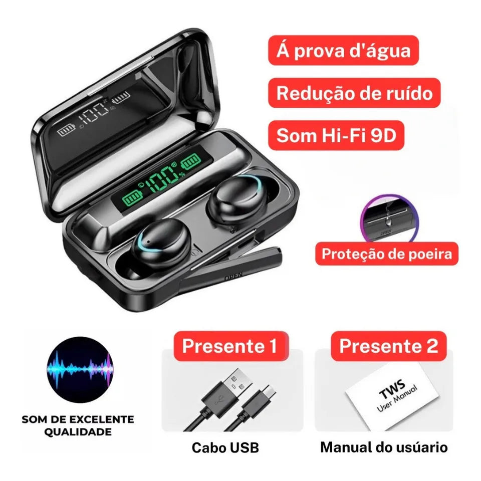 Audífonos F9 con Powerbank integrado + El potente Smartwatch T800