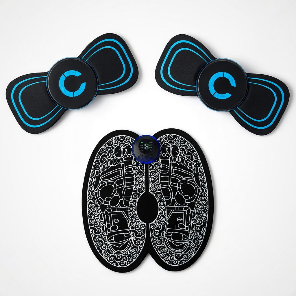 Gran Combo 3 en 1: 2 Mariposas para Cuello + Tapete EMS para Pies
