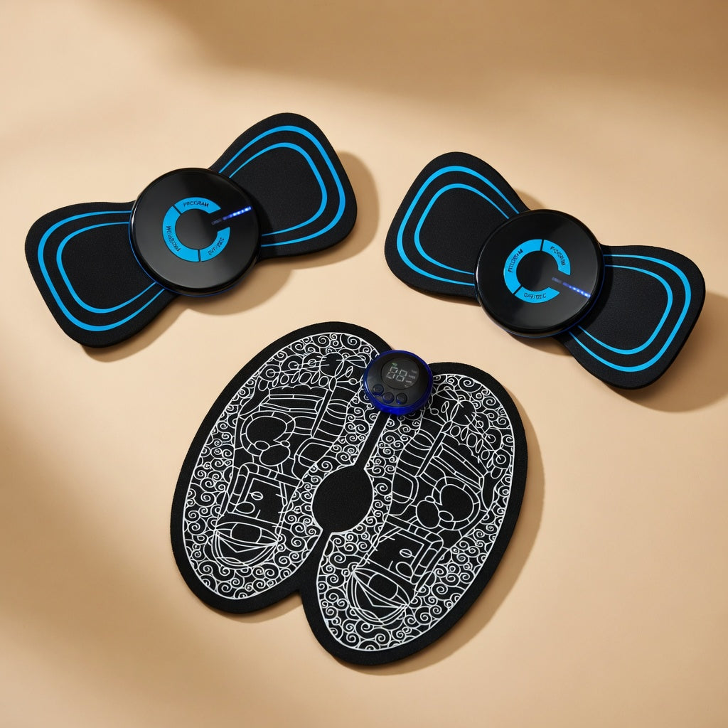 Gran Combo 3 en 1: 2 Mariposas para Cuello + Tapete EMS para Pies