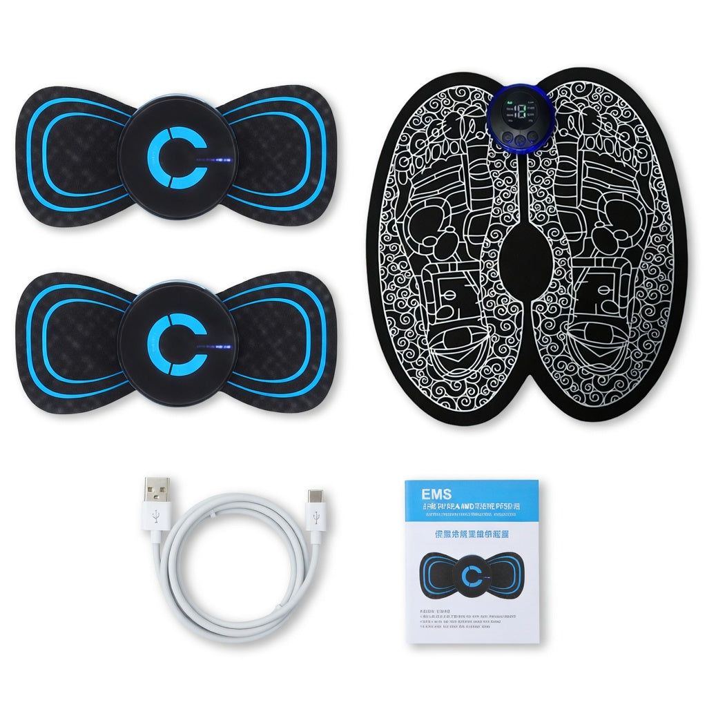 Gran Combo 3 en 1: 2 Mariposas para Cuello + Tapete EMS para Pies