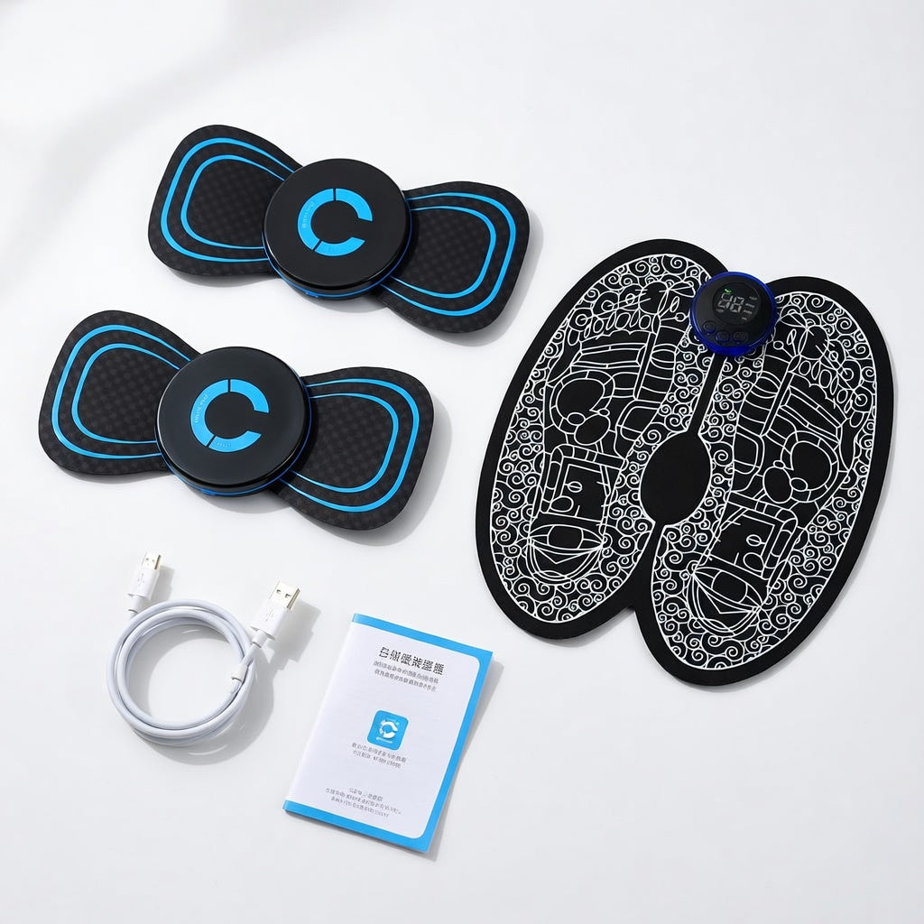 Gran Combo 3 en 1: 2 Mariposas para Cuello + Tapete EMS para Pies